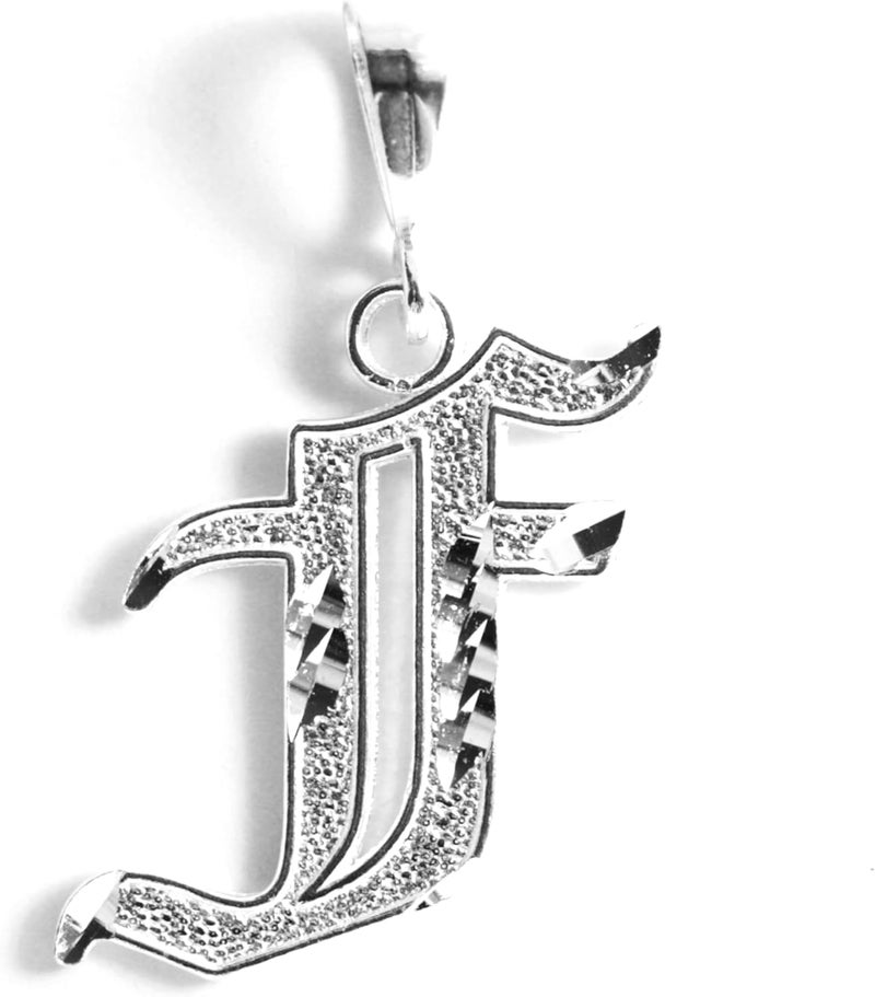 Deidreamers Personalized Gothic Old english Sterling Silver Initial A-Z Pendant. - Image 1